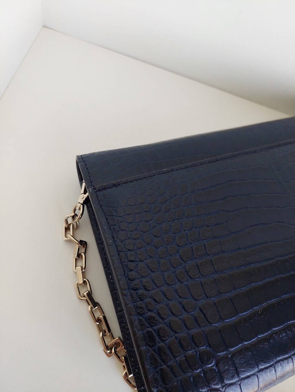 Jimmy Choo Varenne Navy Blue Croc Clutch Bag - Picture 10 of 17